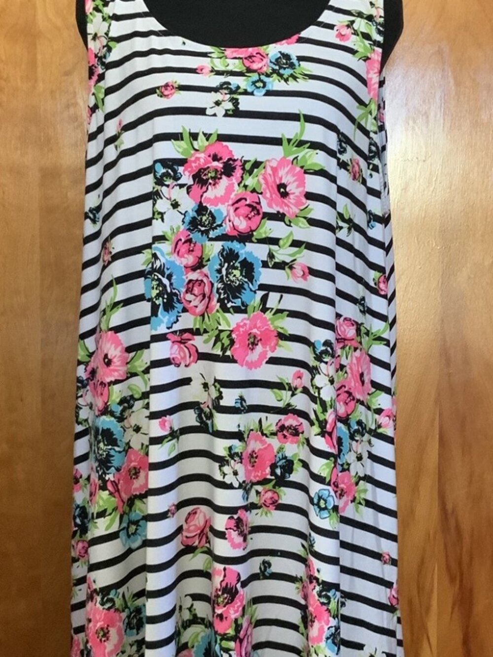 Bobbie Brooks Plus Size 2X Floral Striped Sleeveless Dress (1372)